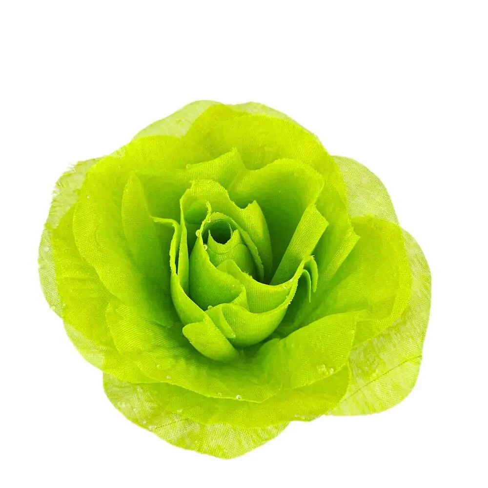 24 Vivid Green Artificial Silk Rose Flower Stems 4 Inch Bloom Wedding Floral Lot